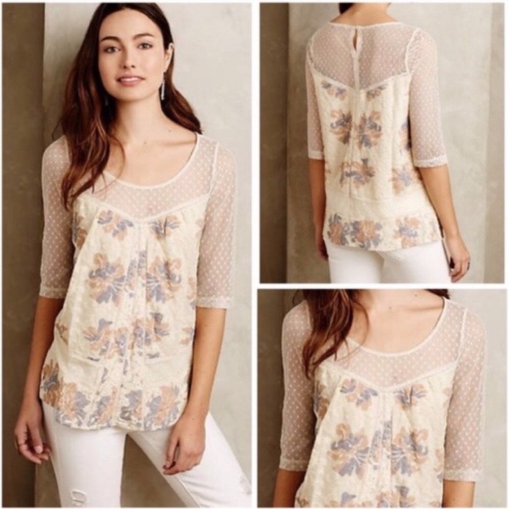 Anthropologie Meadow Rue Embroidered Blouse